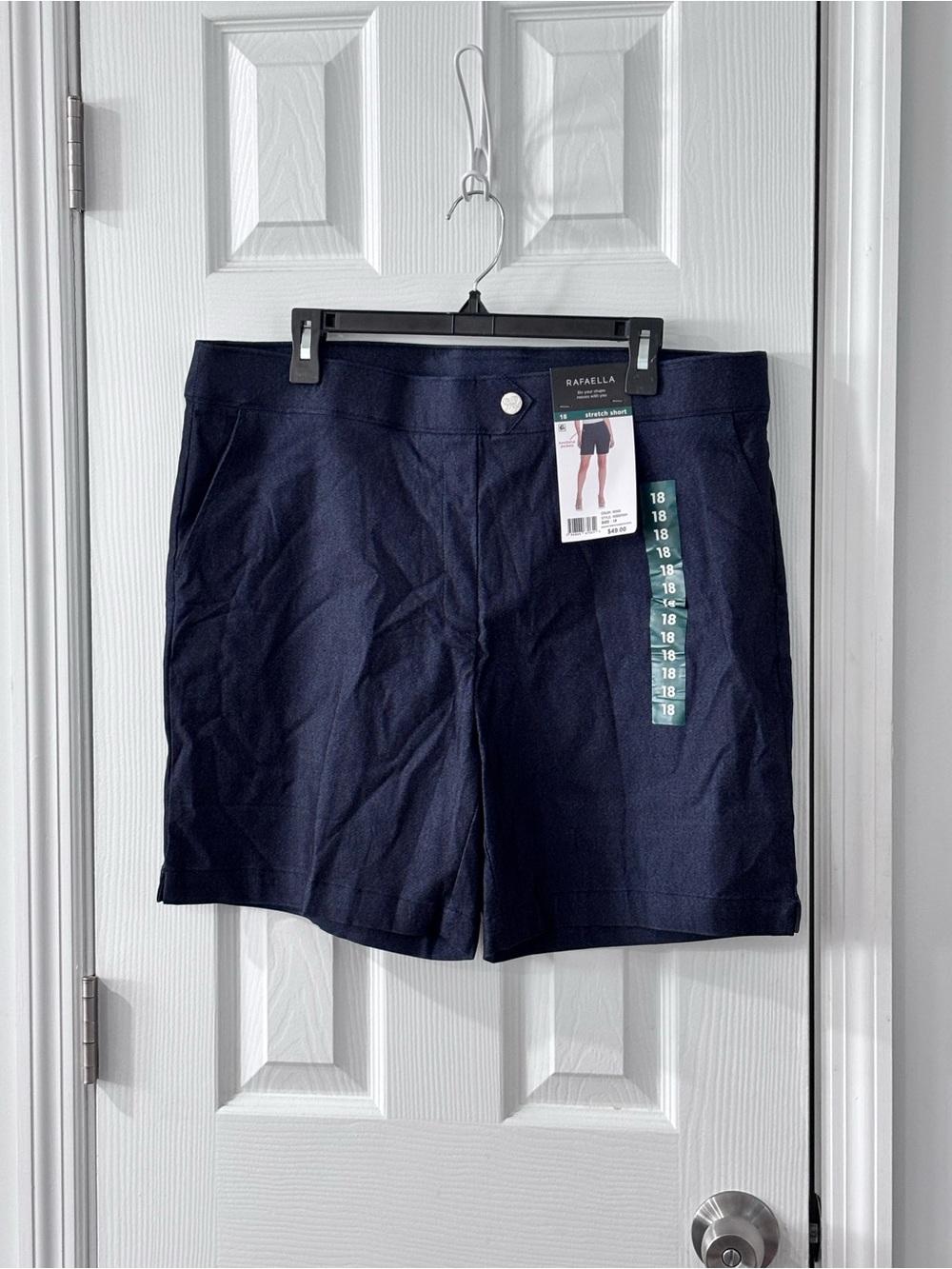 Rafaella Navy High-Rise Tailored Shorts - Picture 2 of 13